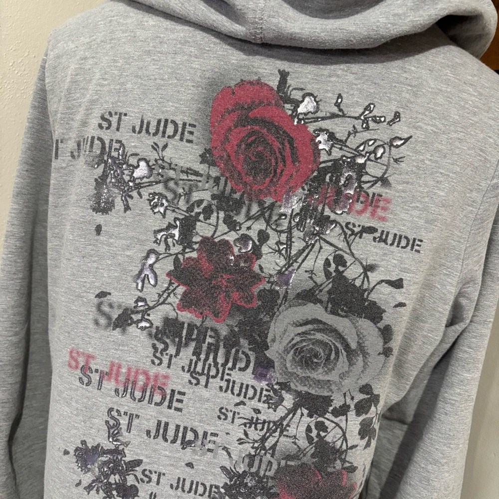DKNY Zip Up Athletic Style Sporty Jacket Size Small Floral Roses Graphic Print - Picture 4 of 12